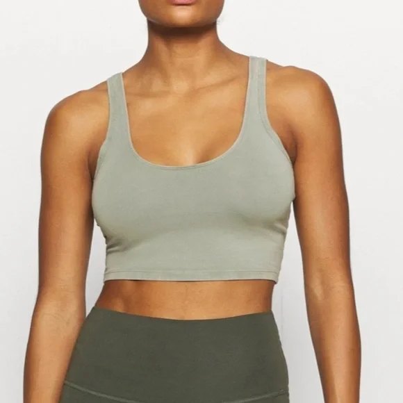 NWT Free People Movement Hot Shot Crop size small khaki - Picture 3 of 6